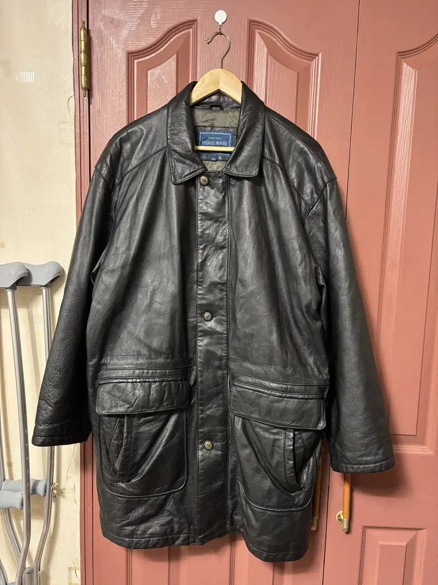 Vintage Pierre bonee leather safari coat